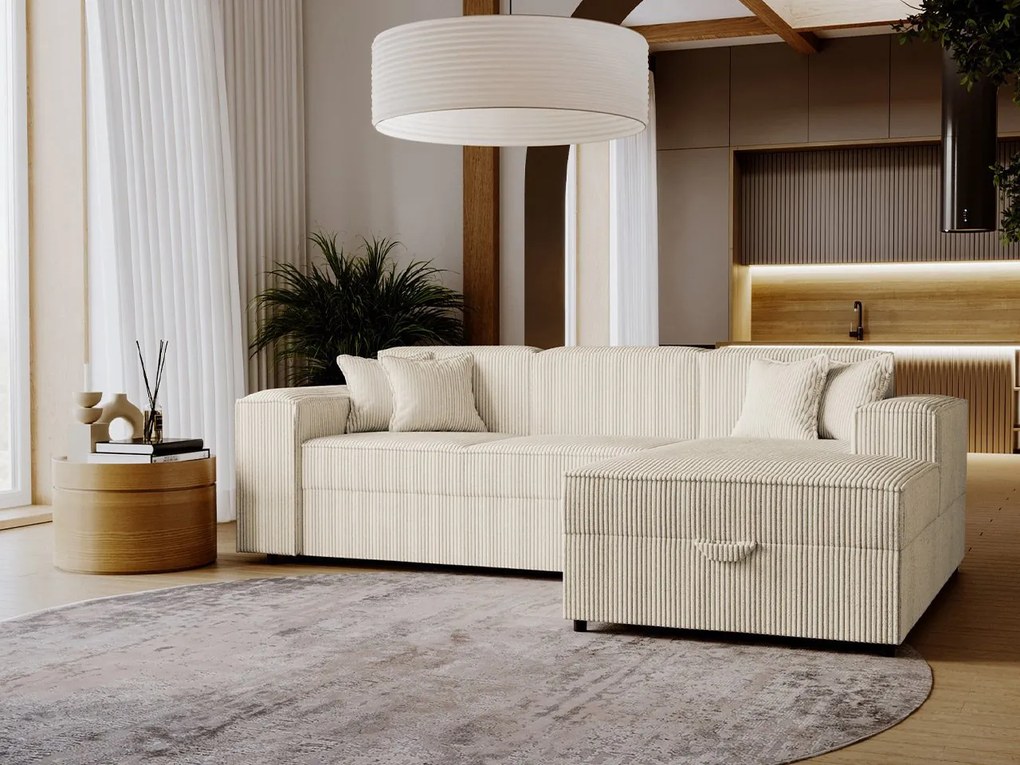 Rohová sedacia súprava Sokol L (vanilková). Vlastná spoľahlivá doprava až k Vám domov. 1122994