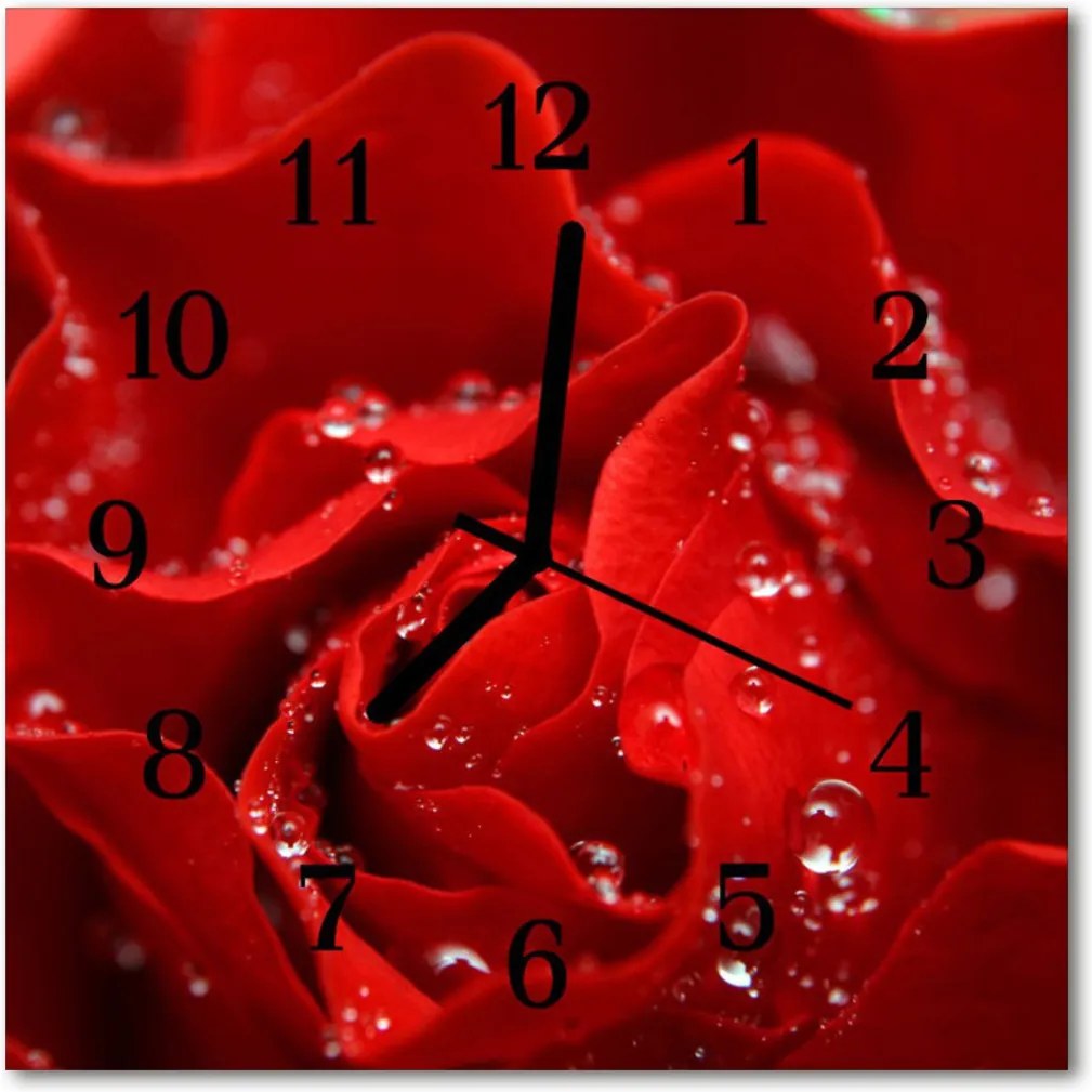 Sklenené hodiny štvorcové  ruže