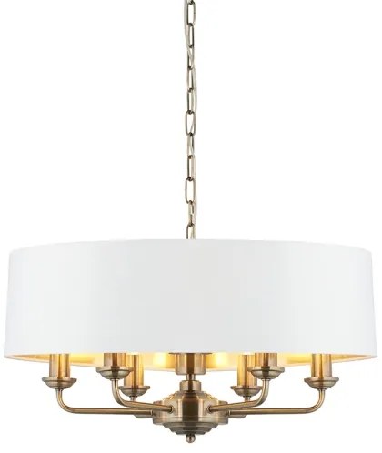 Endon 98933 - Luster na reťazi HIGHCLERE 6xE14/40W/230V biela/mosadz