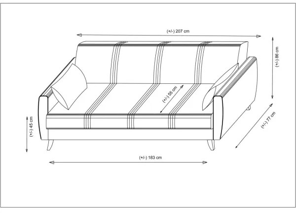 Trojmiestná rozkladacia pohovka KORFU béžová