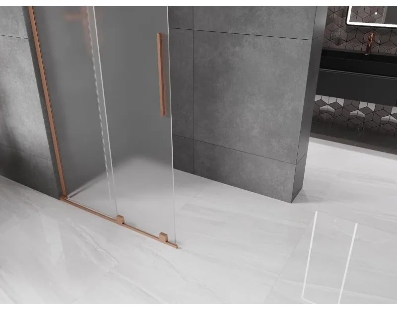 Mexen Velar L, posuvná sprchová zástena Walk-in 90 x 200 cm, 8mm sklo námraza, medená matná, 871-090-003-33-65