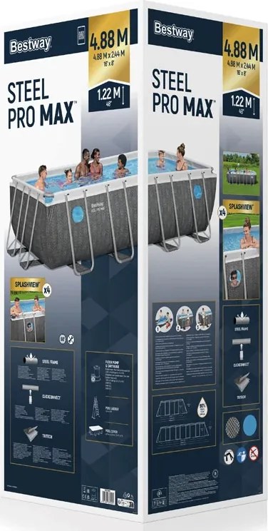 Bazén 488m x 244cm Splash View frame pool Gray Rattan Bestway 561MB