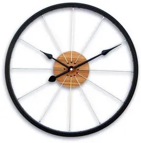 Nástenné hodiny Bicykel 42 cm čierne/hnedé