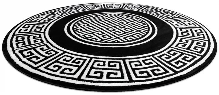Okrúhly koberec GLOSS 6776 85, rám, Grécky čierny/ slonová kosť