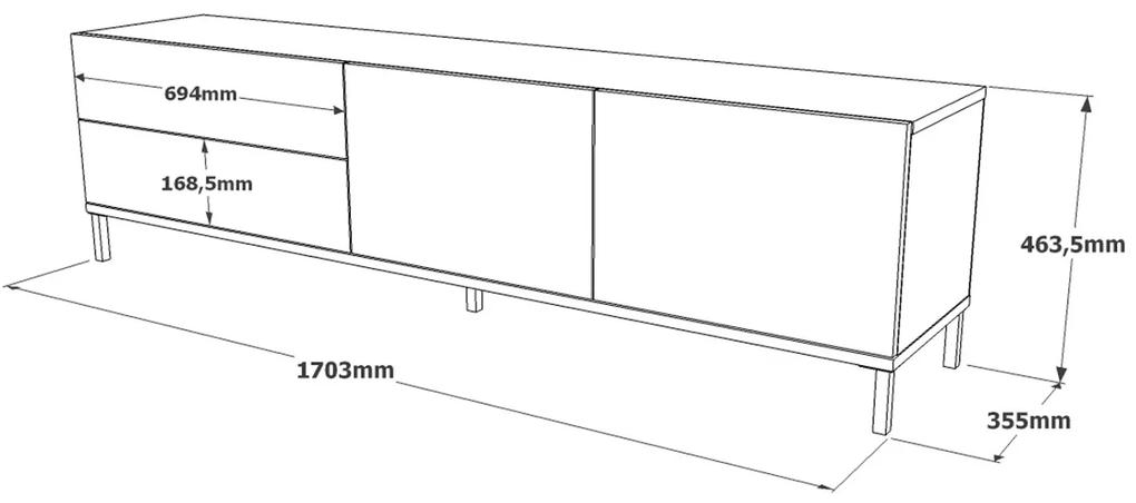 Dizajnový TV stolík Ulysse 170,3 cm strieborný