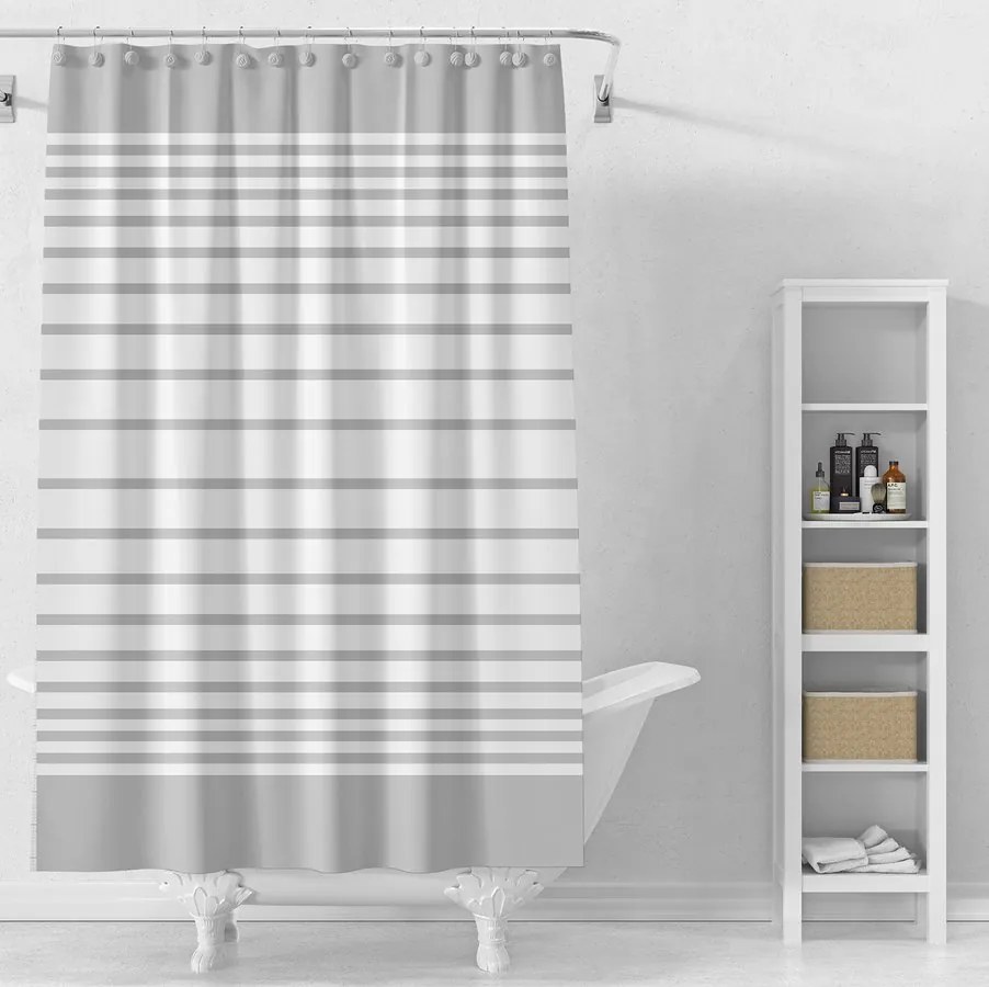 Aqualine Aqualine, Sprchový záves 180x180cm, vinyl, biela/modrá/čierna, ZV033