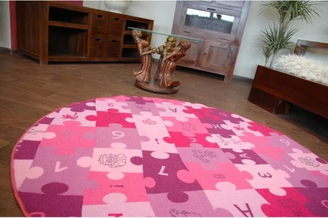 Detský koberec PUZZLE fiolet kruh