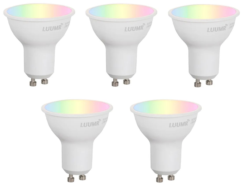 Sada 5 inteligentných stmievateľných LED žiaroviek GU10 50mm Opálové 4,7W 400 lm 2700-6500K