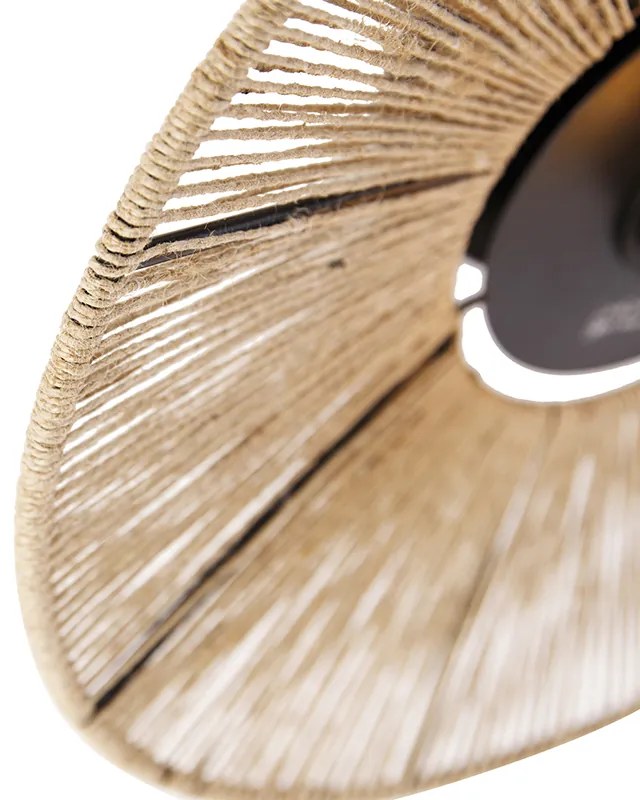 Rustikálne stropné svietidlo čierne s lanom - Sacha