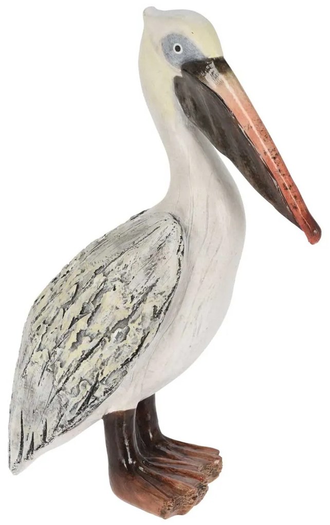 Záhradná figúrka z polyresinu Pelican, 29 cm, biela