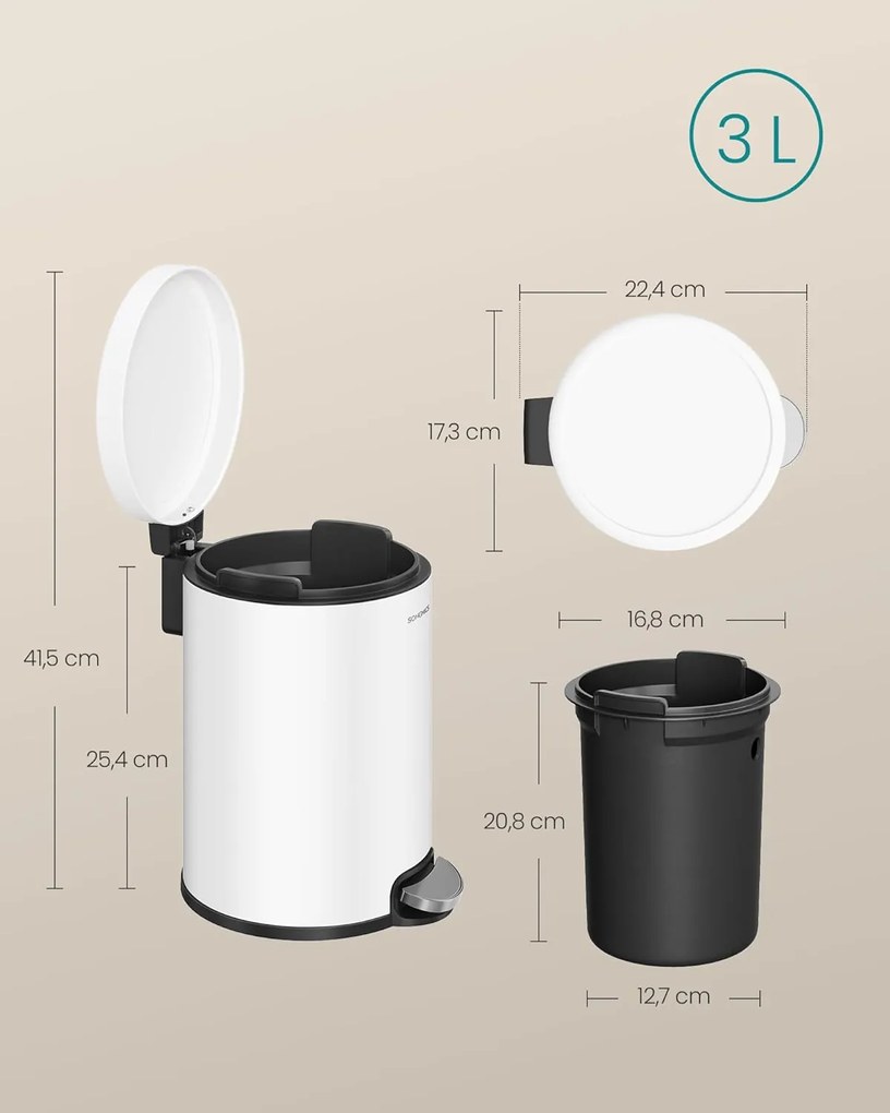 Odpadkový koš Jelis 3 L bílý