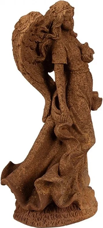 Dekoratívna hrdzavá figúrka anjel s holubicou - 12*10*23 cm