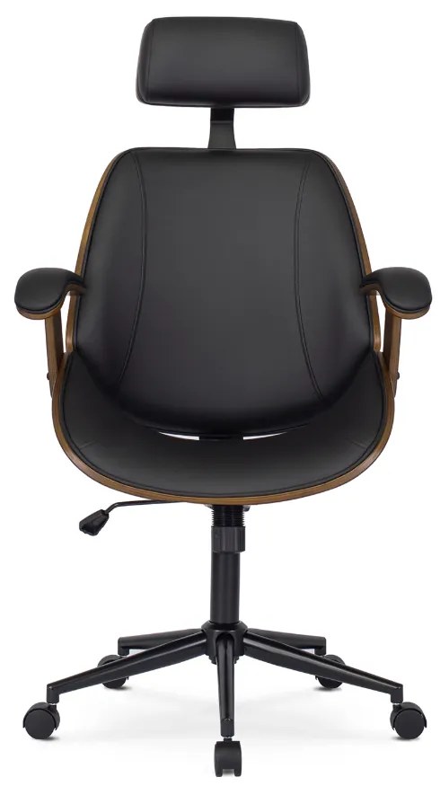 Vintino kancelárska otočná stolička ARTUR drevo orech, čierna ekokoža - vintino.sk