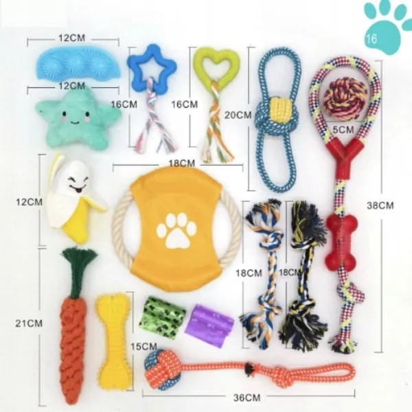 Sada 16 hračiek pre psov