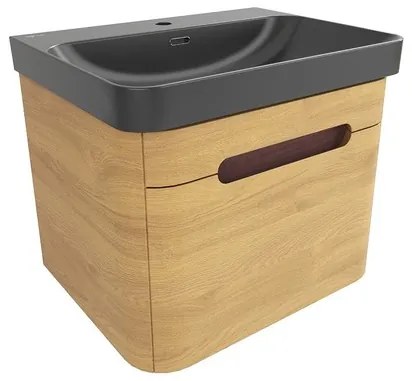 Kúpeľňová skrinka s umývadlom SAT Fusion 57,5x43x45 cm dub medový mat SATFUSION60DMBKM, 1 ks