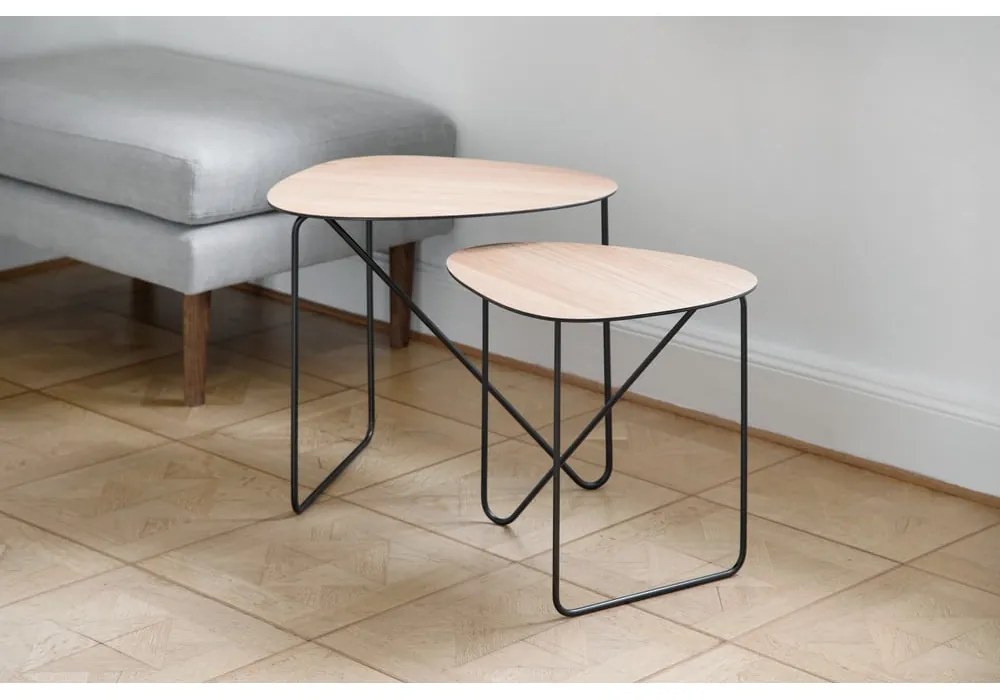 Kovový konferenčný stolík v prírodnej farbe 44x50 cm Curve L Wood – LIND DNA