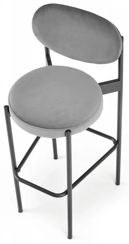 Barová stolička KROBUS — oceľ, látka, sivá