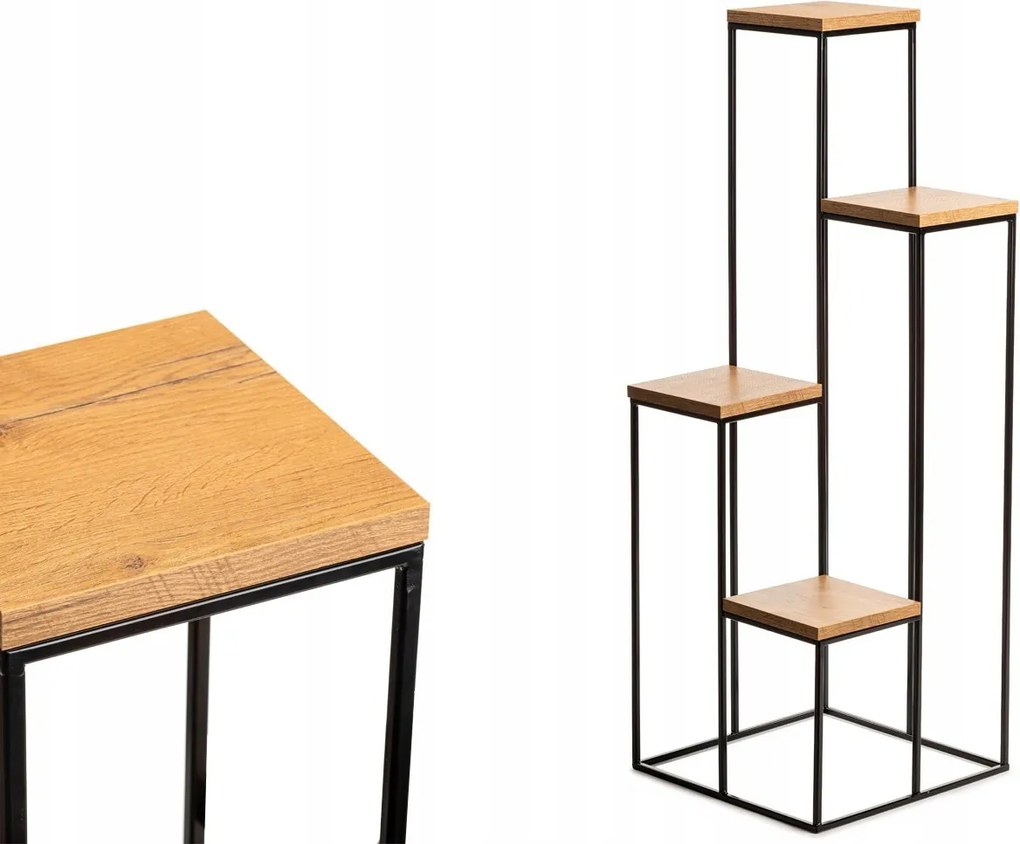 STOJAN NA KVETINÁČ KASKADA 110X40X40 CM ČIERNA/HNEDÁ