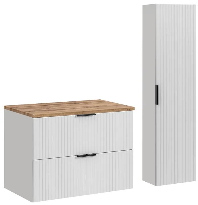 Koupelnová sestava Casad s deskou a skříňkami 80 cm bílá/dub wotan