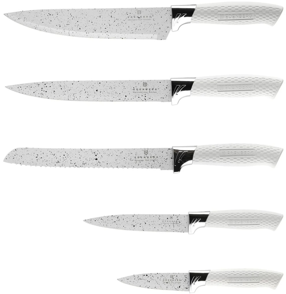 6 dielna sada nožov v bielom stojane