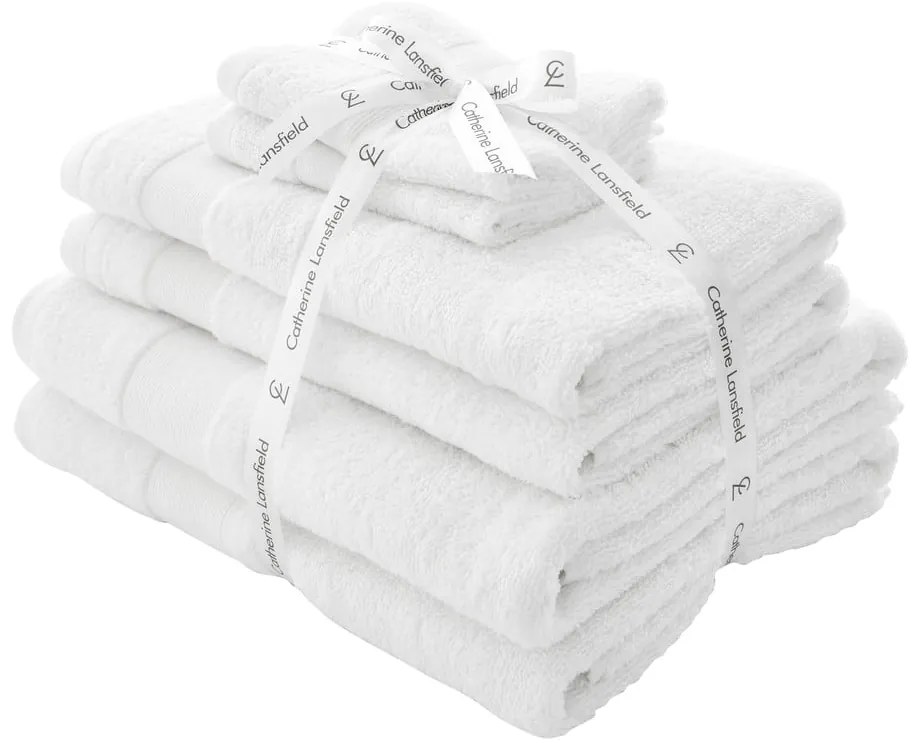 Biele froté bavlnené uteráky a osušky v súprave 6 ks Anti–Bacterial – Catherine Lansfield