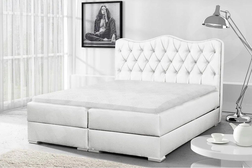 Manželská posteľ 200 cm Medieval (biela)