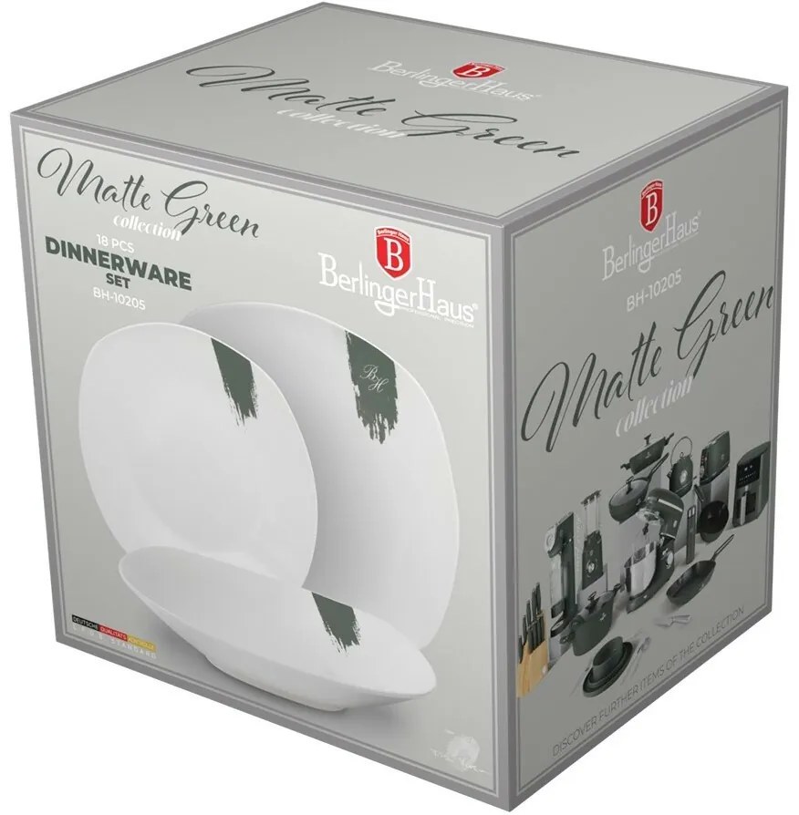 BerlingerHaus 18-dielna súprava tanierov Matte Green, biela-zelená