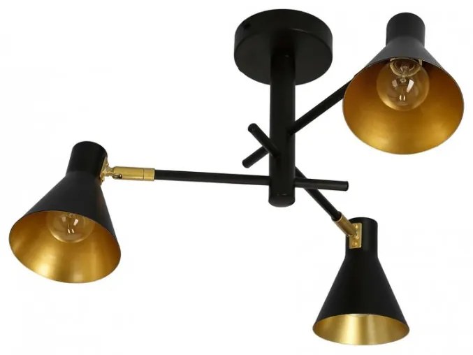 Candellux Čierno-zlatý závesný luster Less pre žiarovku 3x E14 33-70975
