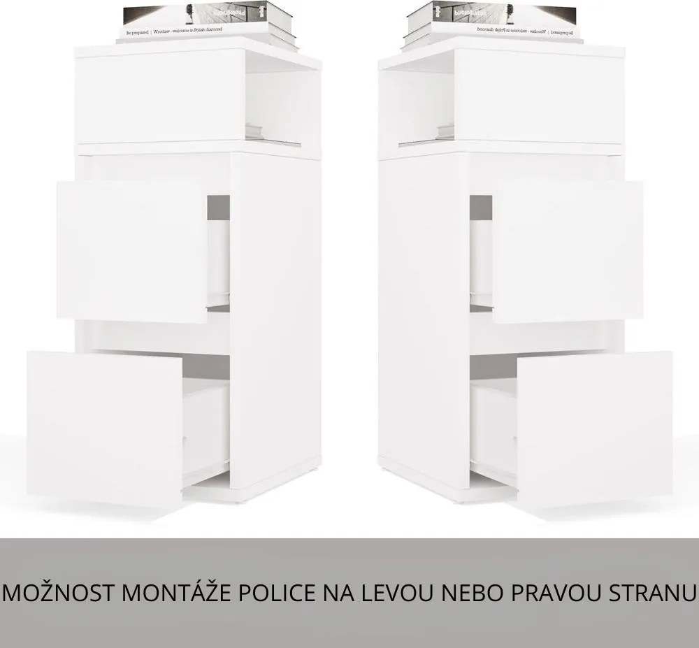 Noční stolek York 27 cm bílý