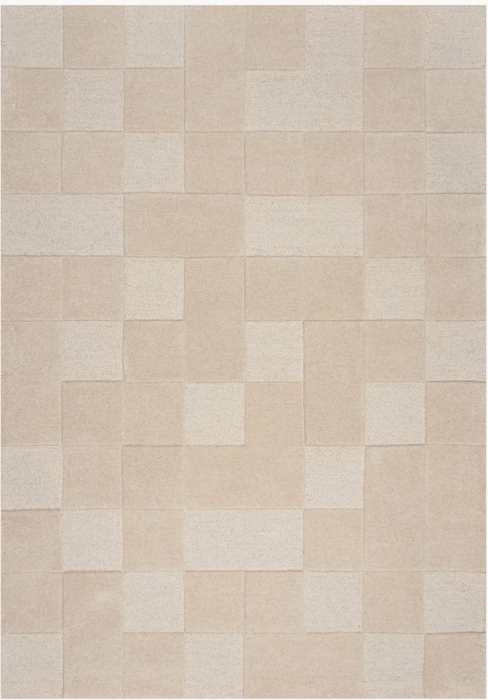 Ručne všívaný vlnený koberec's reliéfnou štruktúrou Checkerboard
