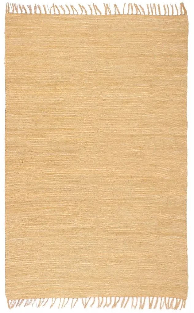 vidaXL Ručne tkaný koberec Chindi, bavlna 160x230 cm, béžový