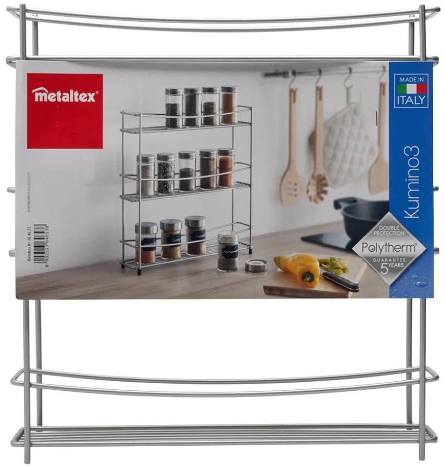 Polica na korenie s 3 poschodiami Metaltex Kumino