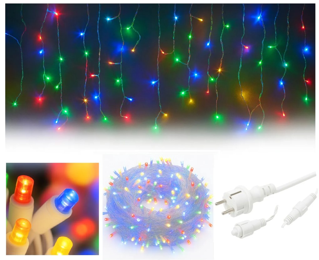 Vianočné svetielka LED záclona FLASH multicolor 300 LED