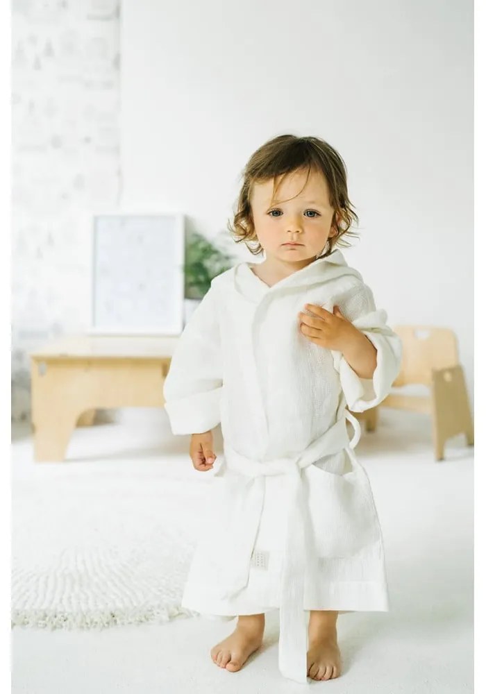 Detský biely ľanový župan Linen Tales Nature, vel. 122 - 128