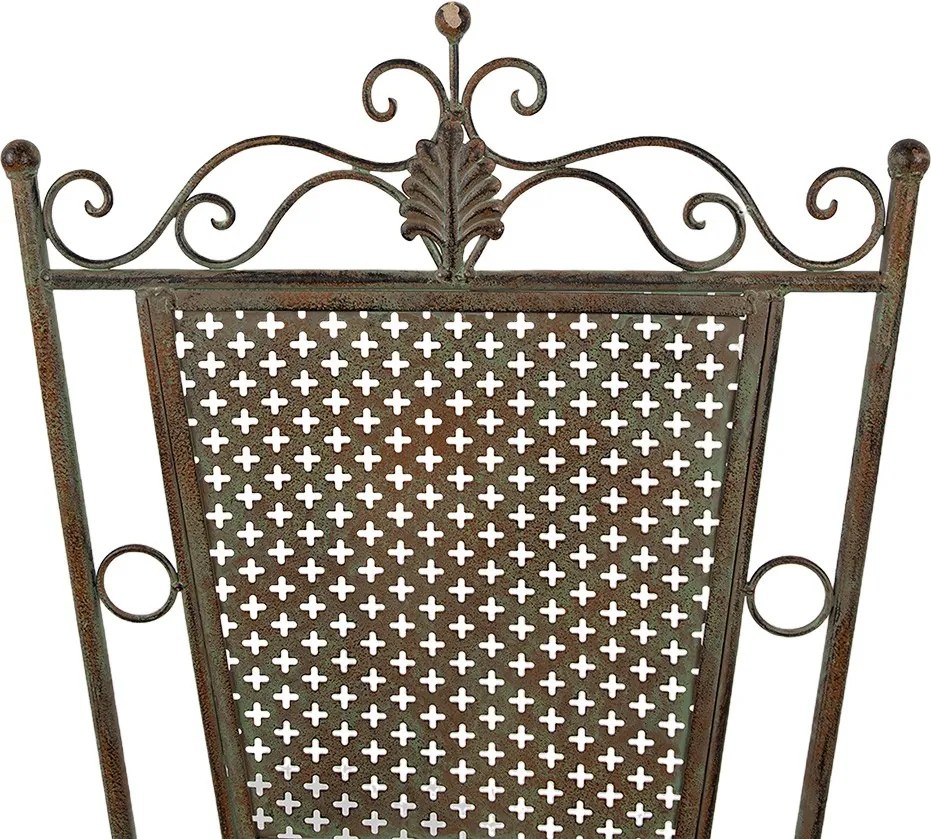 Zeleno-hnedá antik kovová bistro stolička Zio - 43*45*96 cm
