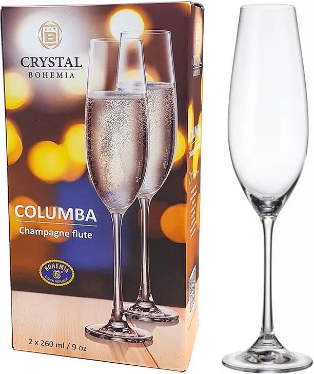 BOHEMIA COLUMBA POHÁR NA ŠAMPANSKÉ 260ML SADA 2KS