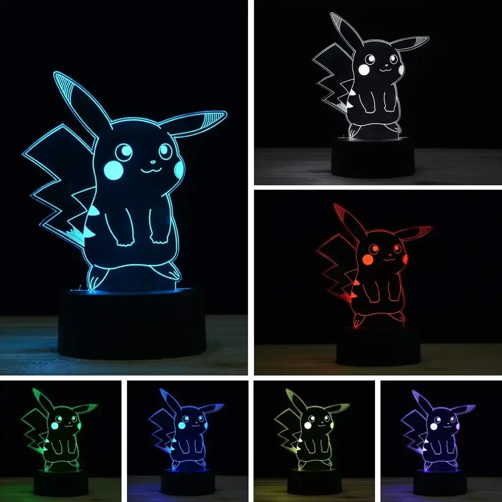 3Dmix 3DL-DRGB021 – 3D LED nočná lampa - Pikachu (Pokémon) (Dual RGB)