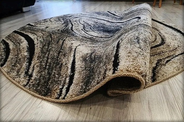 HU Okrúhly Hnedý moderný koberec Loft 260 vzor dreva