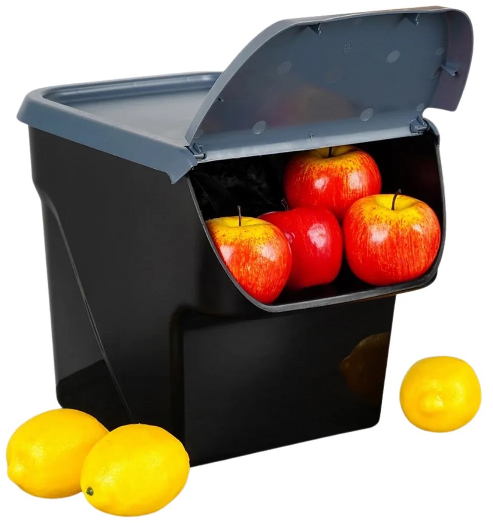 VILDE Úložný box na zemiaky a cibuľu s vetraním, VEGBOX sivý (14l - 10kg zemiakov)