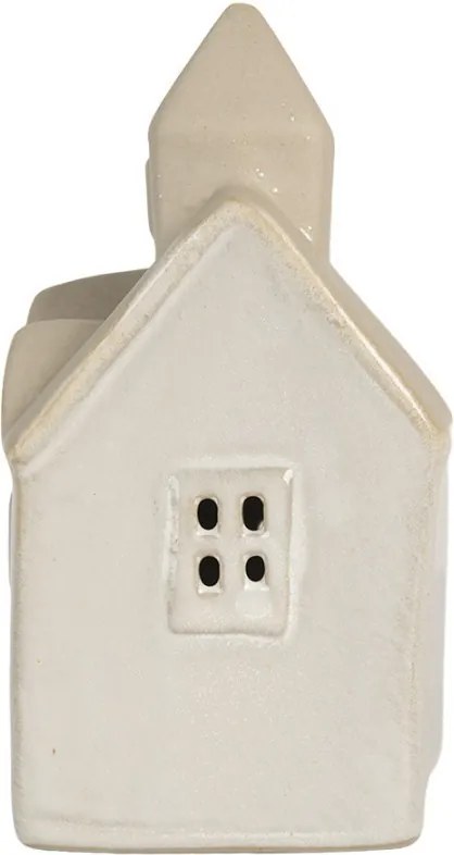 Béžový keramický svietiaci LED domček - 9*6*12 cm