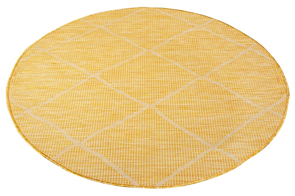 Dekorstudio Šnúrkový okrúhly koberec PALM 3075 - žltý Priemer koberca: 200cm