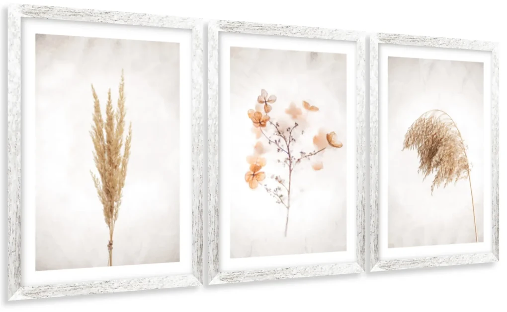 Gario Sada plagátov Dry nature - 3 dielna Farba rámu: Zlatá, Rozmery: 99 x 45 cm