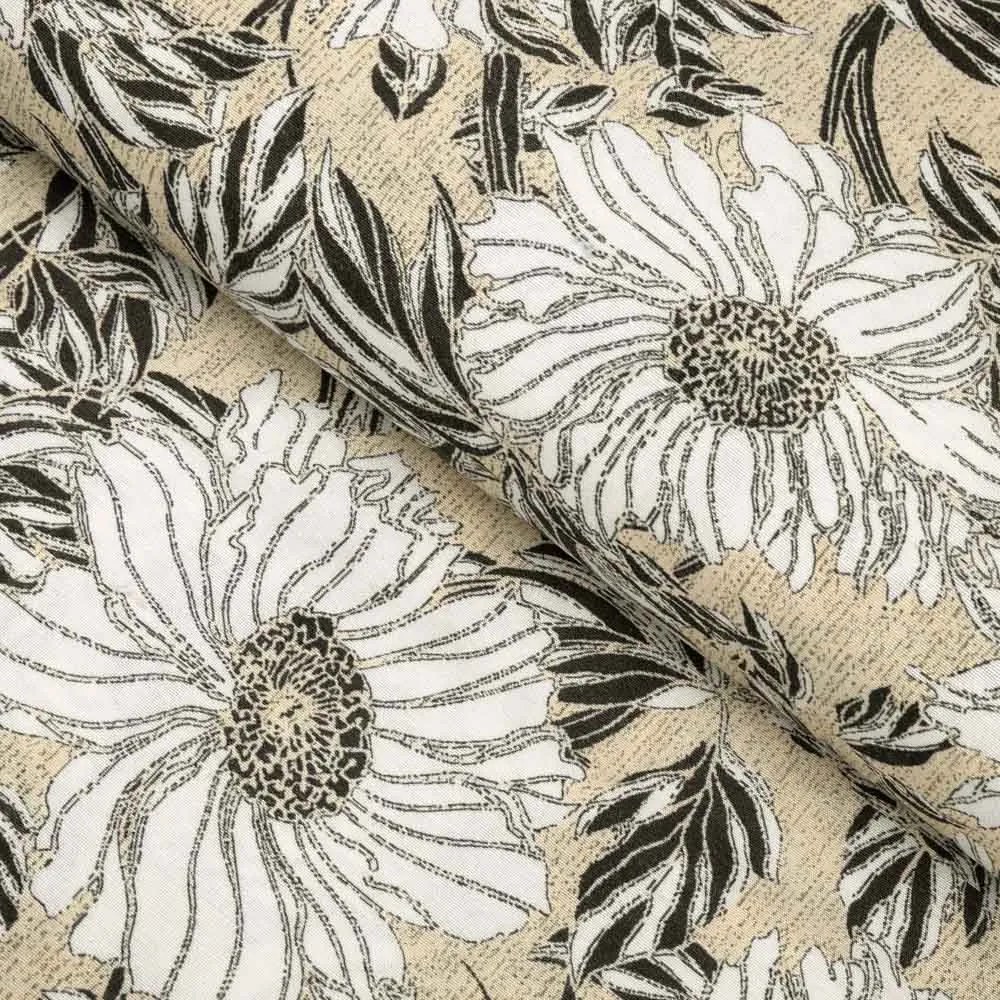 Biante Dekoračný obdĺžnikový obrus PML-089 Biele kvety na béžovom 60x100 cm