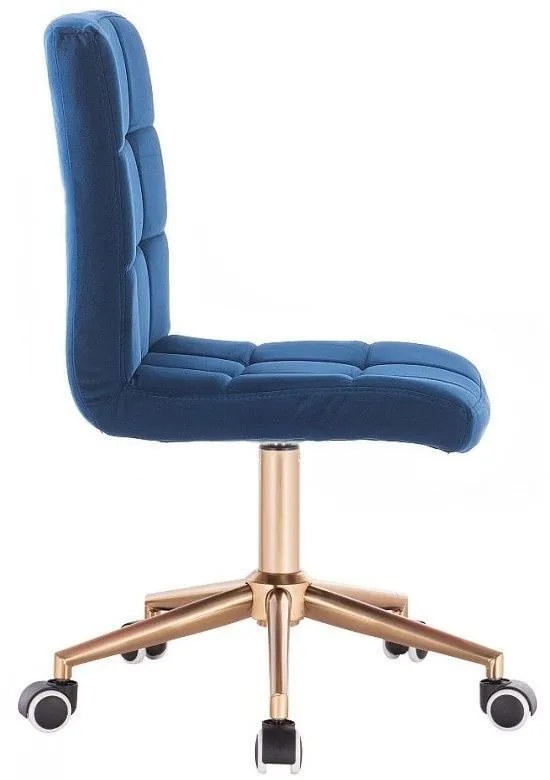 LuxuryForm DESIGN Stolička TOLEDO VELUR na zlatej podstave s kolieskami - modrá