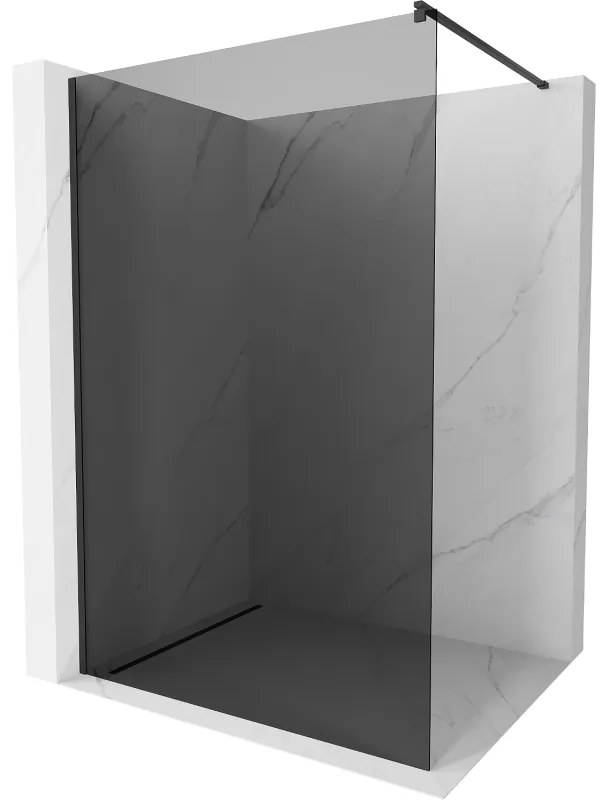 Mexen Kioto sprchová zástena 140x200 cm, 8mm sklo šedé, čierny profil, 800-140-101-70-40