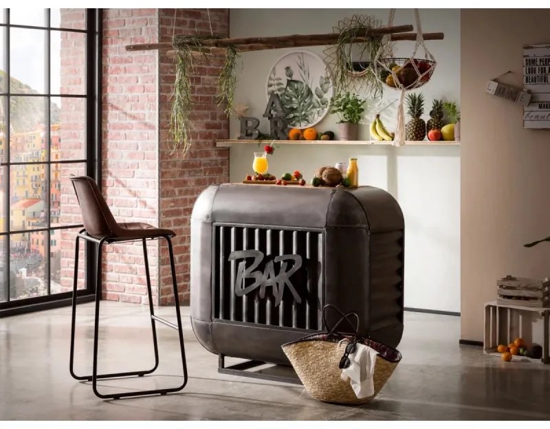 furniture-nabytek.cz - Barový jedálenský stôl Bolton z kovu a manga, lakovaný, strieborný – 112×50×105 cm