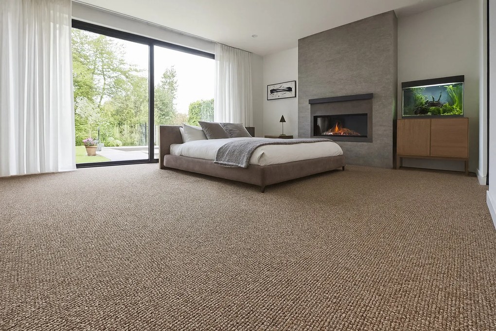 Spoltex, Metrážny koberec Texas 18 cognac, na mieru, šíře 4m,5m, hnedá, filc, chodba / predsieň