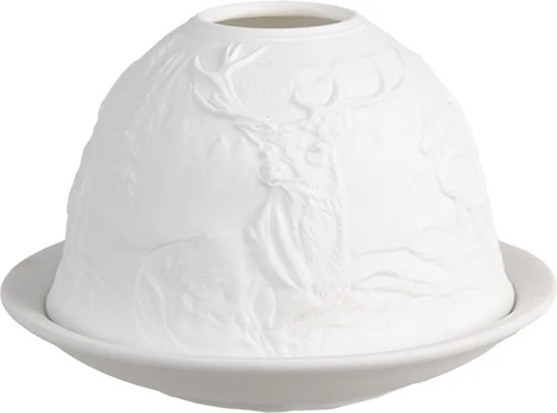 Tealight Holder ? 12x8 Cm White Porcelain Deer - Home deco