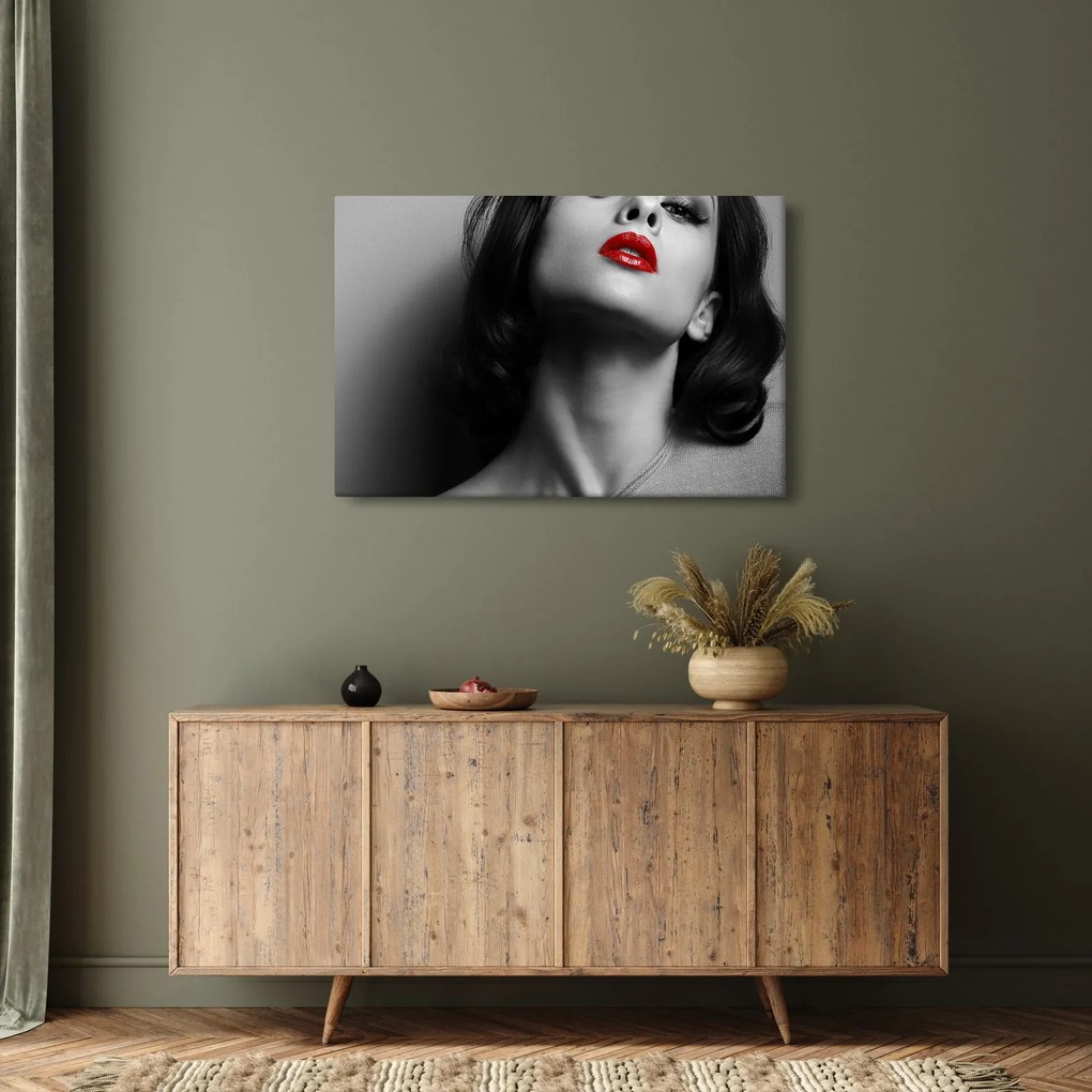 Obraz - Portrét ženy s červeným rúžom (90x60 cm)