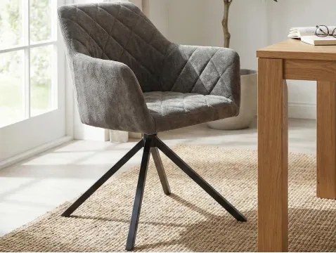 Otočná jedálenská stolička Patti, šedo-hnedá látka%